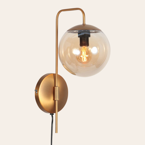 Steinhauer Bollique Wandlamp | Bronskleurig Metaal, Amberglas, E14 Fitting