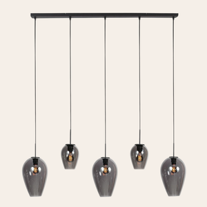 Steinhauer Drovia Hanglamp Zwart | Smoke Glas, Verstelbaar voor Eettafel