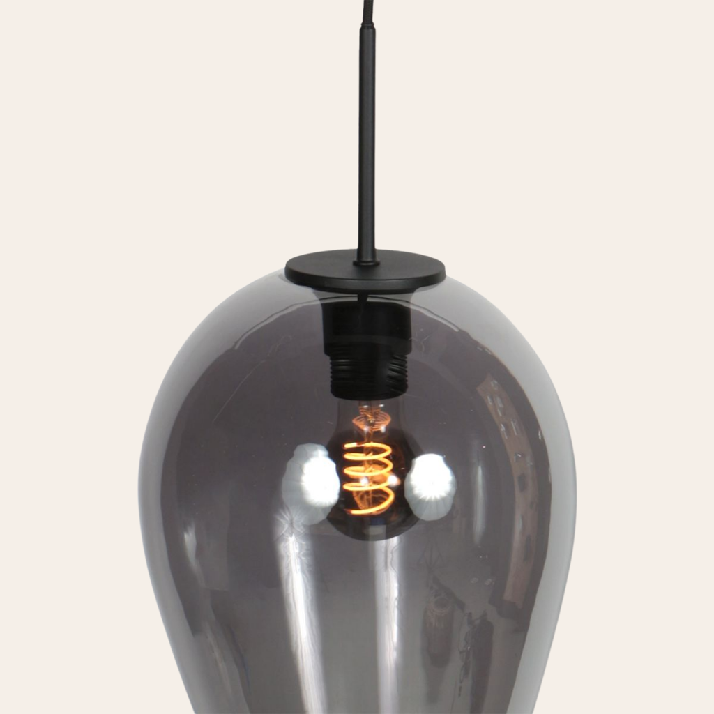 Steinhauer Drovia Hanglamp Eettafel | Smoke Glas, In Hoogte Verstelbaar, Industrieel Design Steinhauer