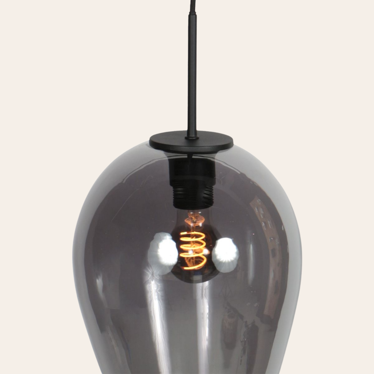 Steinhauer Drovia Hanglamp Eettafel | Smoke Glas, In Hoogte Verstelbaar, Industrieel Design Steinhauer