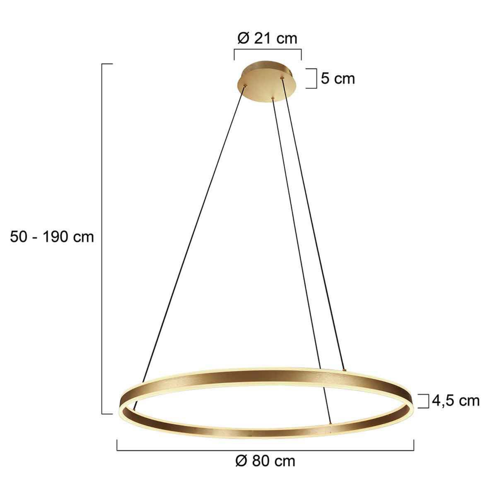 Steinhauer Ringlux Hanglamp Eettafel | Gouden LED Ring Ø80 cm, Verstelbaar, Dimbaar Steinhauer