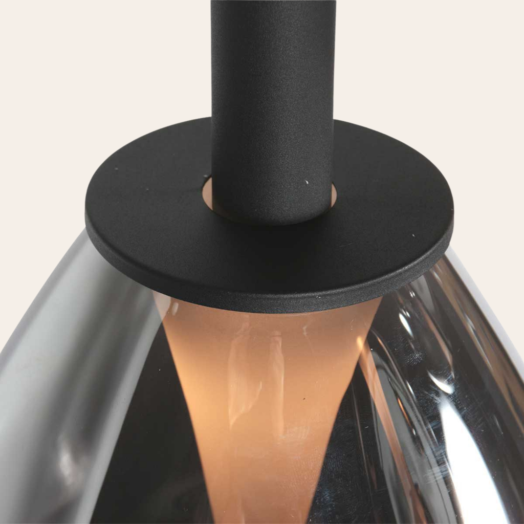 Steinhauer Glimsy Hanglamp | Zwart Metaal, Smoke Glas, Verstelbaar voor Eettafel Steinhauer
