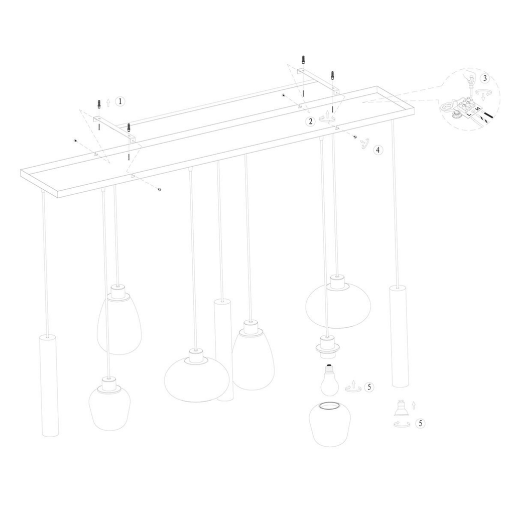 Steinhauer Reflexion Hanglamp | Messing, 9-lichts met Amber Glas Steinhauer