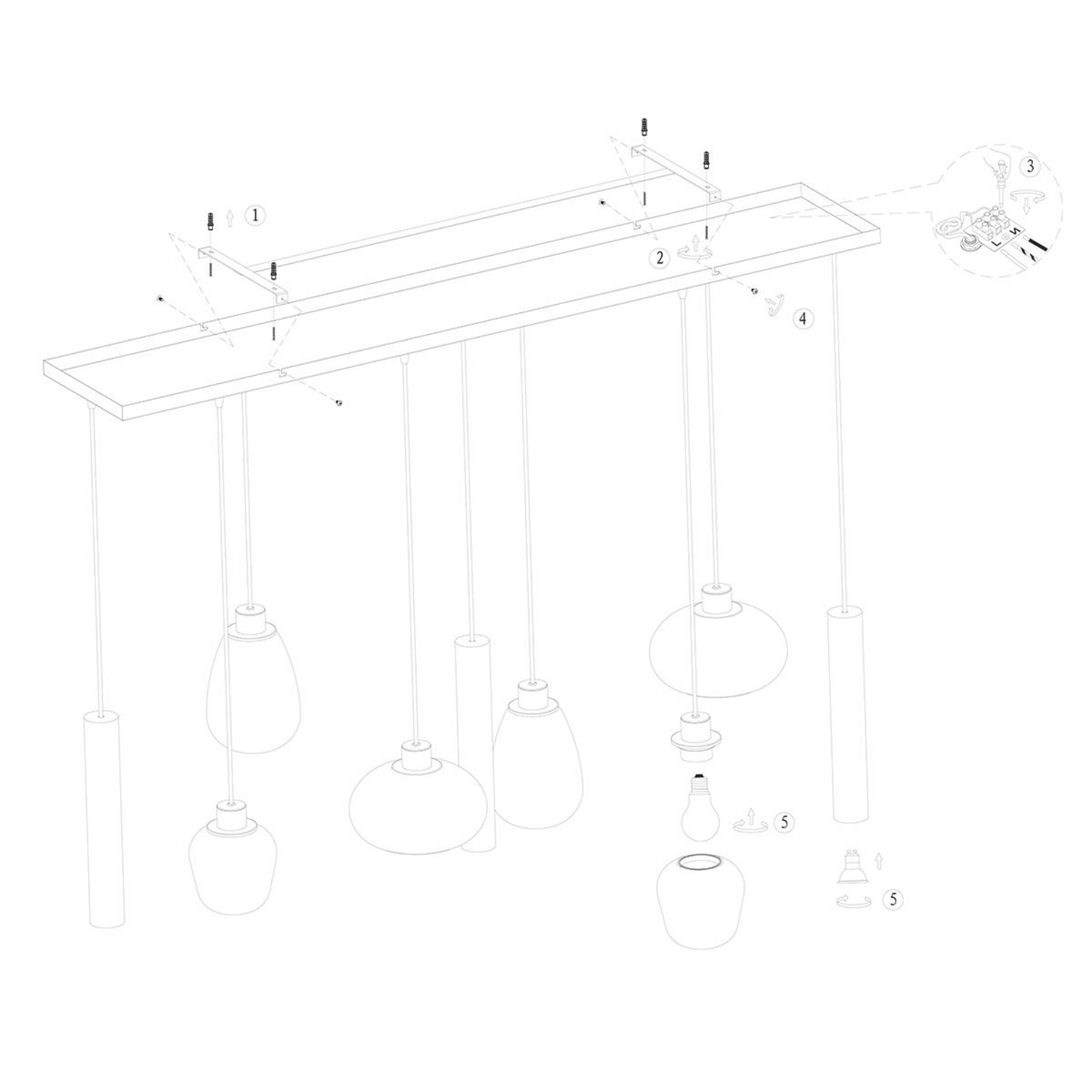 Steinhauer Reflexion Hanglamp | Messing, 9-lichts met Amber Glas Steinhauer