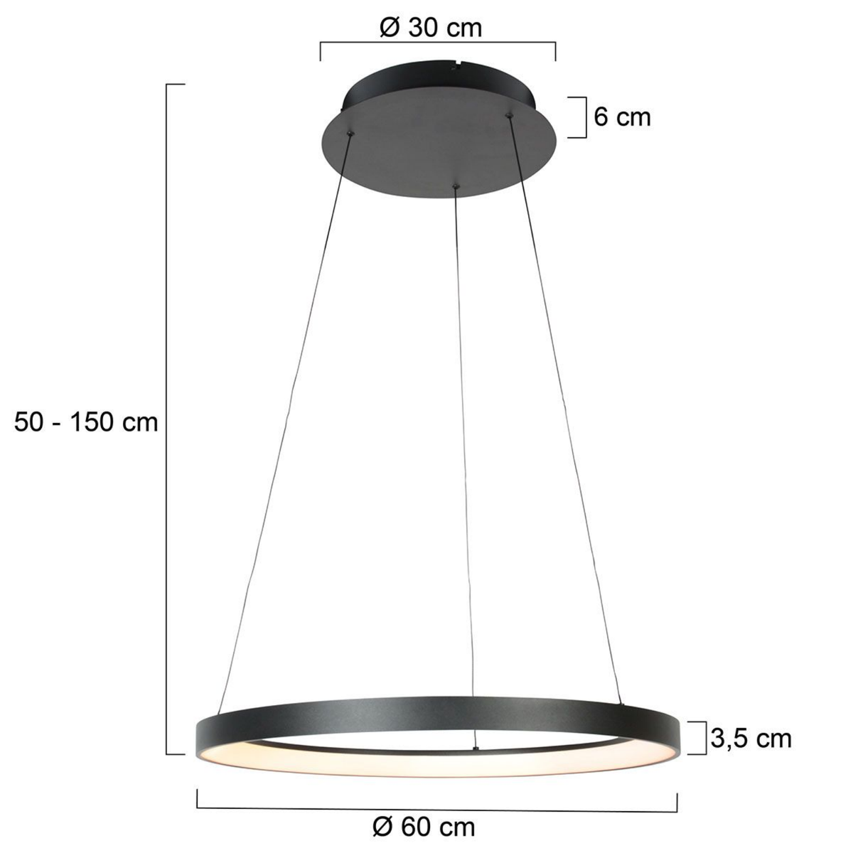 Steinhauer Ringlede Hanglamp Zwart | Dimbaar, Verstelbaar, Modern Ringdesign Steinhauer