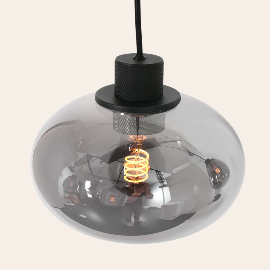 Steinhauer Reflexion Hanglamp | Zwart Staal, 5 Lichtpunten, Smoke Glas Steinhauer