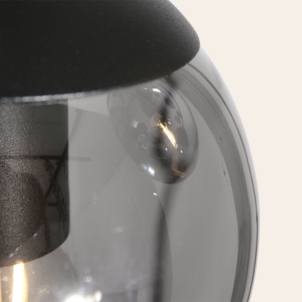 Steinhauer Bollique Hanglamp | Zwart Metaal, 5 Lichtpunten, Smoke Glas
