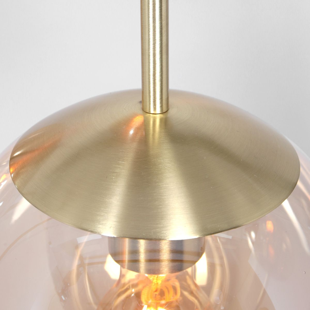 Steinhauer Bollique Hanglamp | Messing, 5-lichts met Amber Glas