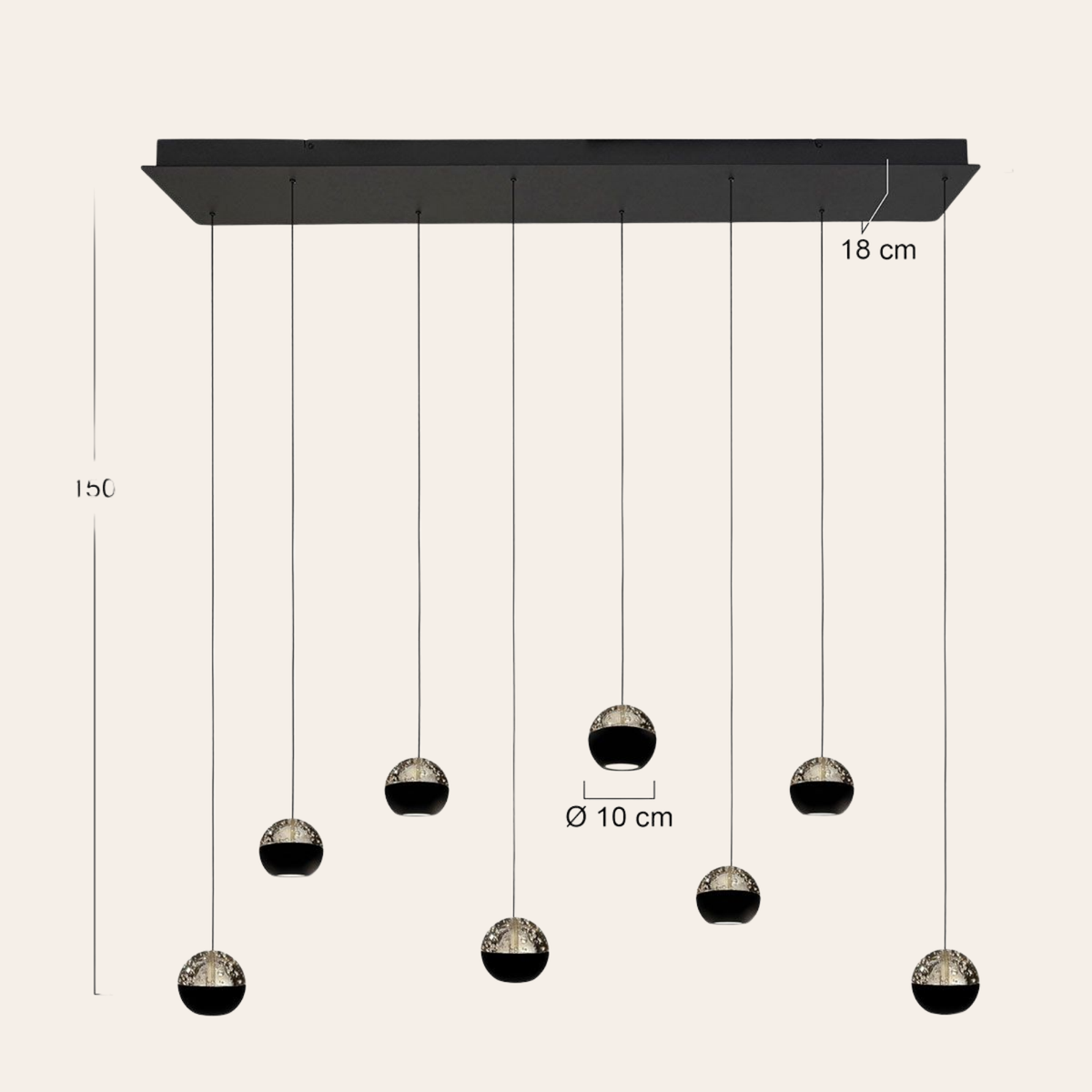 Steinhauer Belluno Hanglamp | Zwart Smoke Glas, 8-Lichts Eettafel Verlichting, Dim-to-Warm Steinhauer