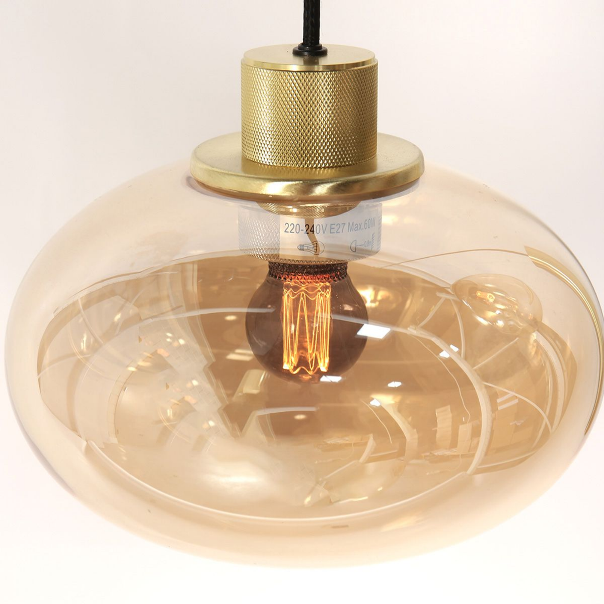 Steinhauer Reflexion Hanglamp | Messing, 9-lichts met Amber Glas Steinhauer