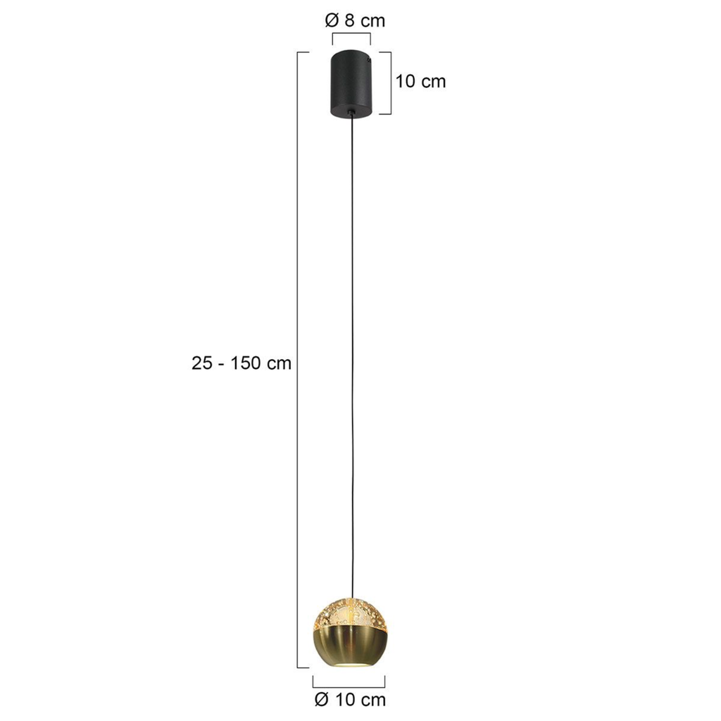 Steinhauer Belluno Hanglamp | Messing, Amberglas, Dimbaar LED