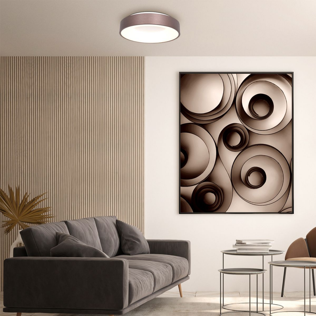 Steinhauer Ringlede Plafondlamp | Bronzen LED Ø48 cm, Dimbaar voor Slaapkamer en Woonruimte Steinhauer