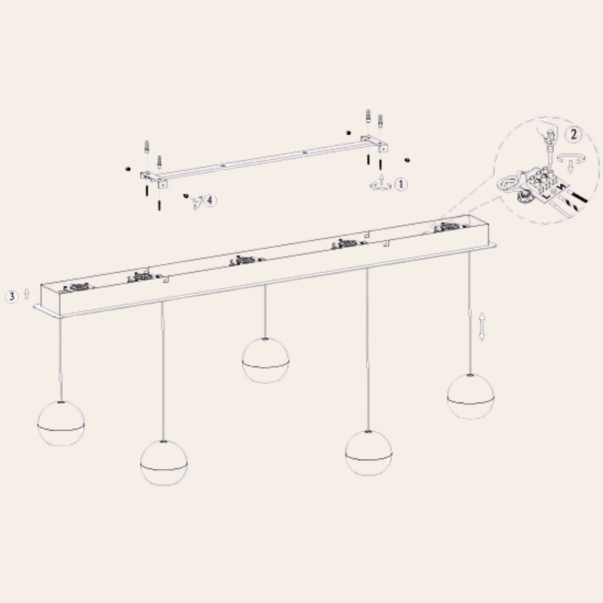Steinhauer Belluno Hanglamp Zwart | 5-Lichts, Smoke Glas, Verstelbare Kabel, Eettafel Lamp