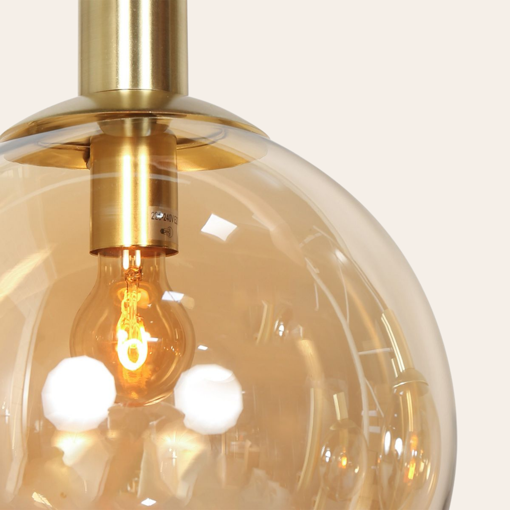 Steinhauer Bollique Hanglamp 5-lichts | Messing, Amberglas, Verstelbaar Steinhauer