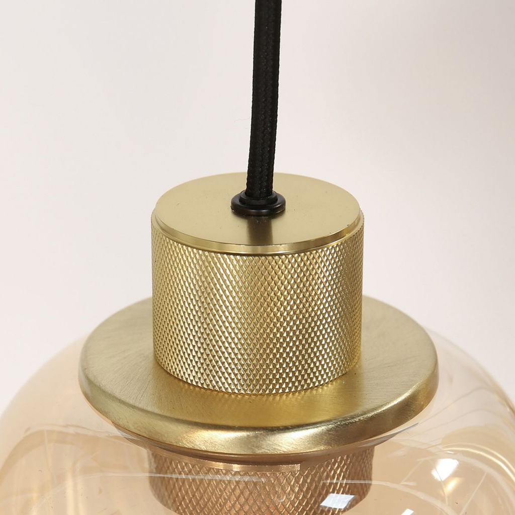 Steinhauer Reflexion Hanglamp | Messing, 9-lichts met Amber Glas Steinhauer