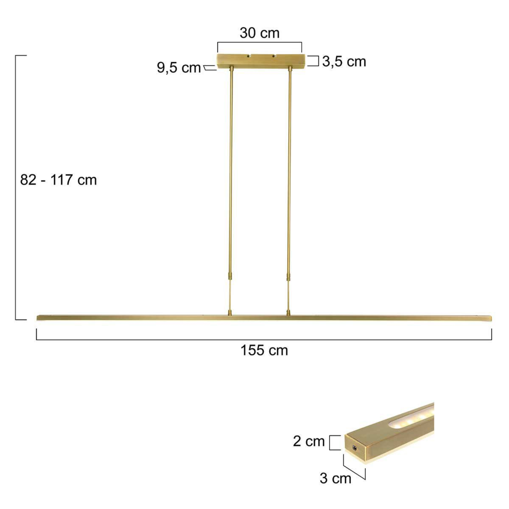 Steinhauer Zelena Hanglamp Eettafel | Goudkleurig, LED, Dimbaar, Verstelbaar