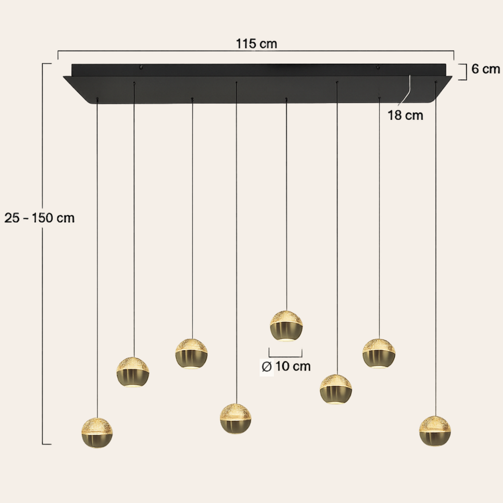 Steinhauer Belluno Hanglamp Messing | 8-Lichts Smoke Glas, Verstelbare Kabels voor Eettafel Steinhauer