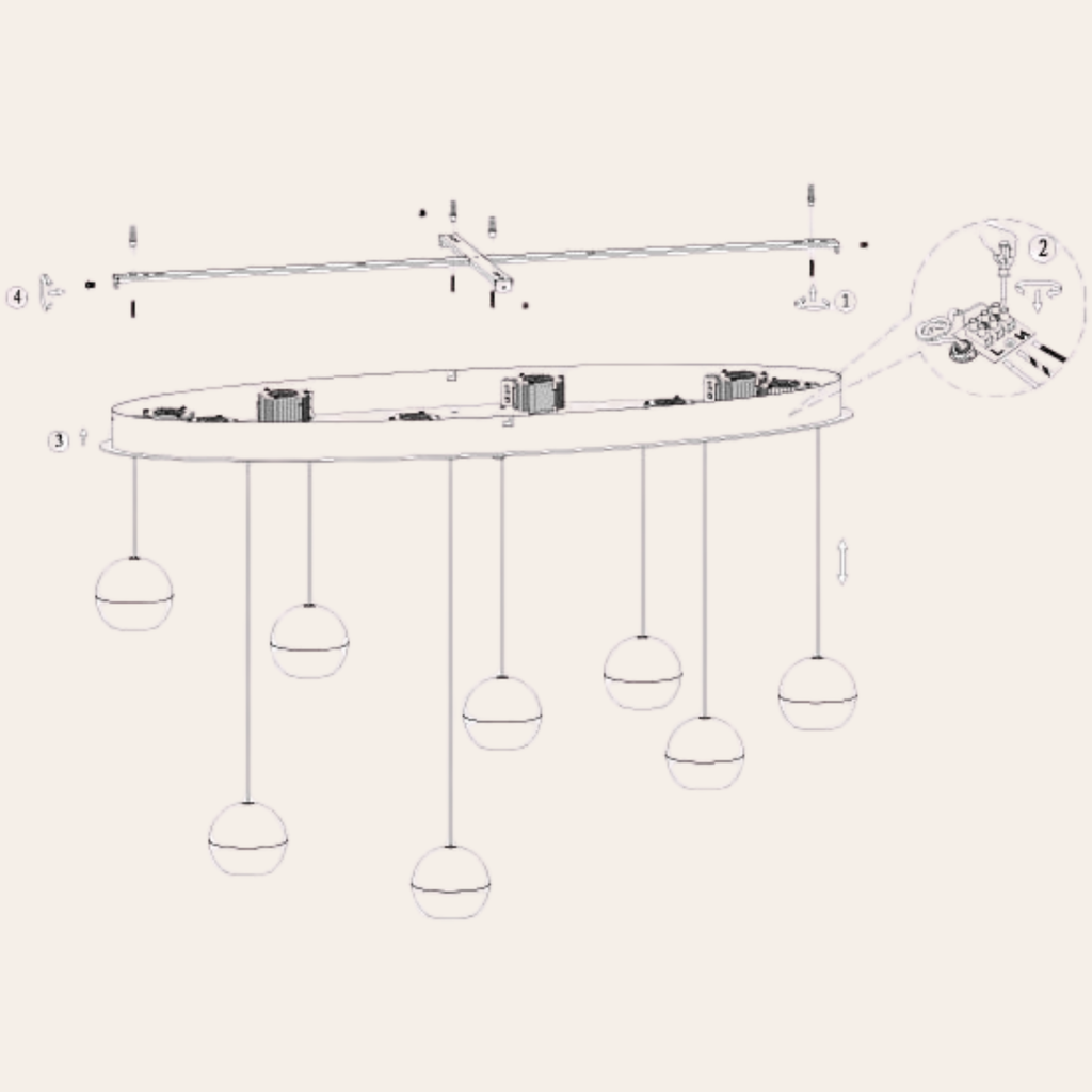 Steinhauer Belluno Hanglamp | 8-Lichts, Verstelbaar Cable Lift voor Eettafel en Woonkamer