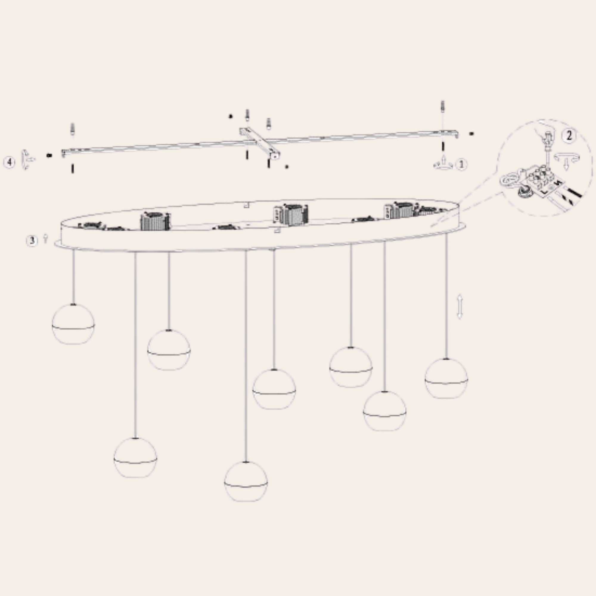 Steinhauer Belluno Hanglamp | 8-Lichts, Verstelbaar Cable Lift voor Eettafel en Woonkamer