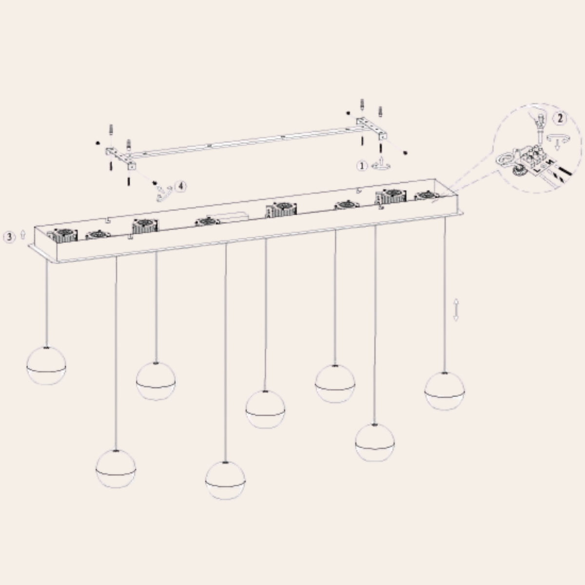 Steinhauer Belluno Hanglamp Messing | 8-Lichts Smoke Glas, Verstelbare Kabels voor Eettafel Steinhauer