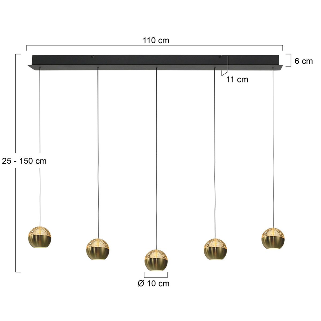 Steinhauer Belluno Hanglamp Messing | Verstelbaar 5-Lichts, Modern Voor Eettafel