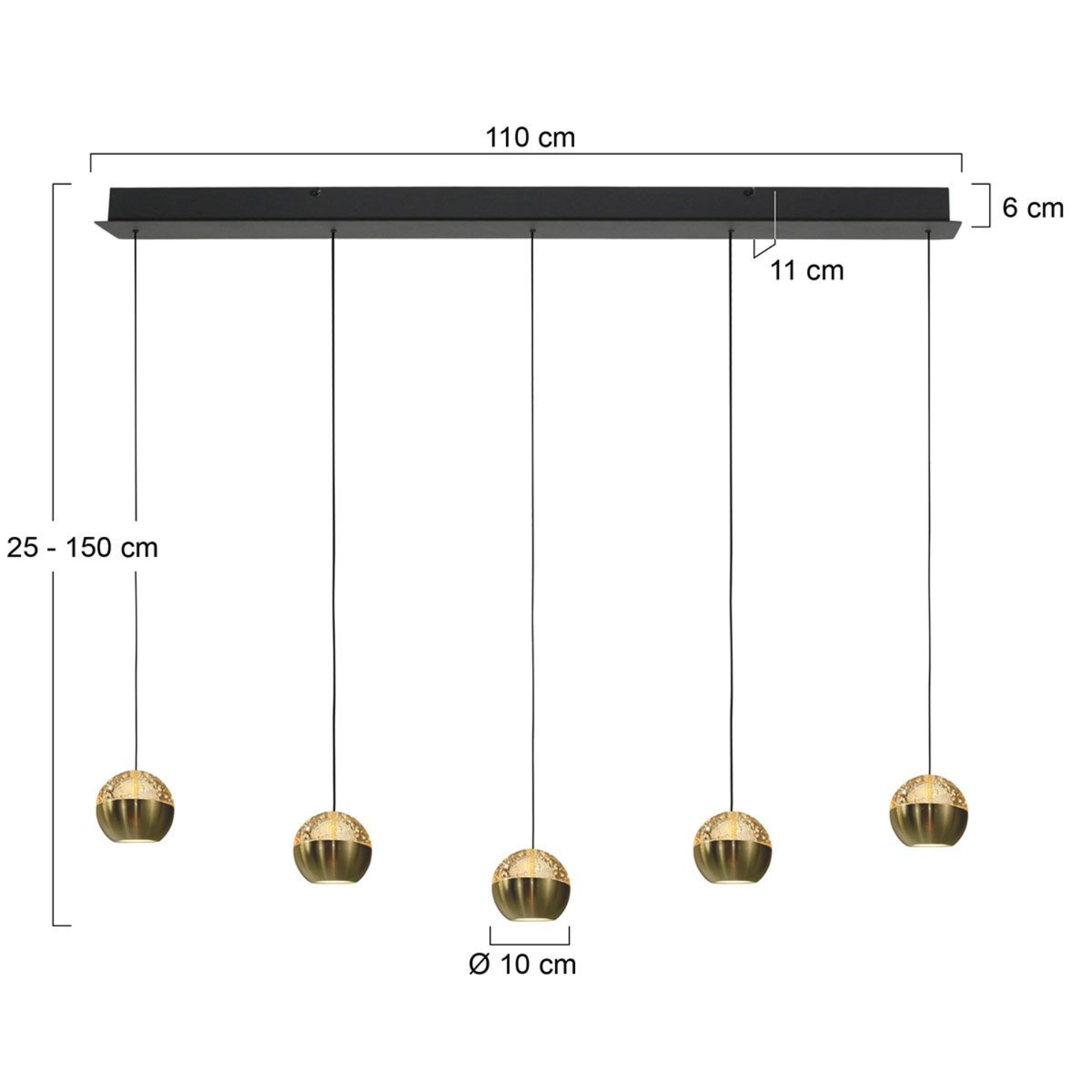 Steinhauer Belluno Hanglamp Messing | Verstelbaar 5-Lichts, Modern Voor Eettafel