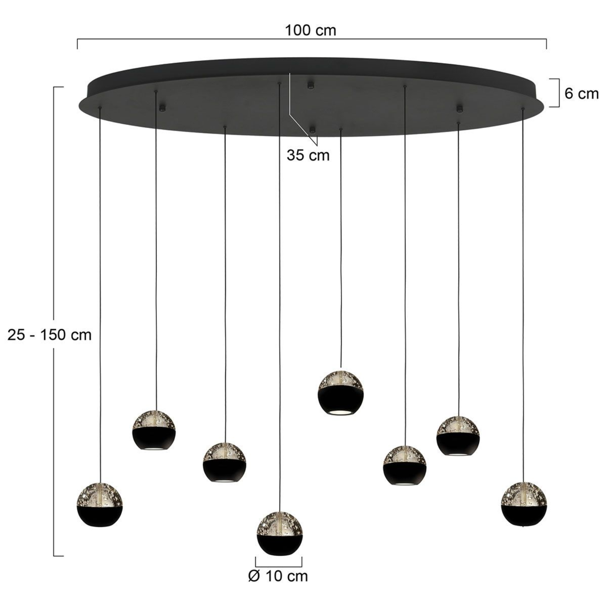 Steinhauer Belluno Hanglamp | 8-Lichts, Verstelbaar Cable Lift voor Eettafel en Woonkamer