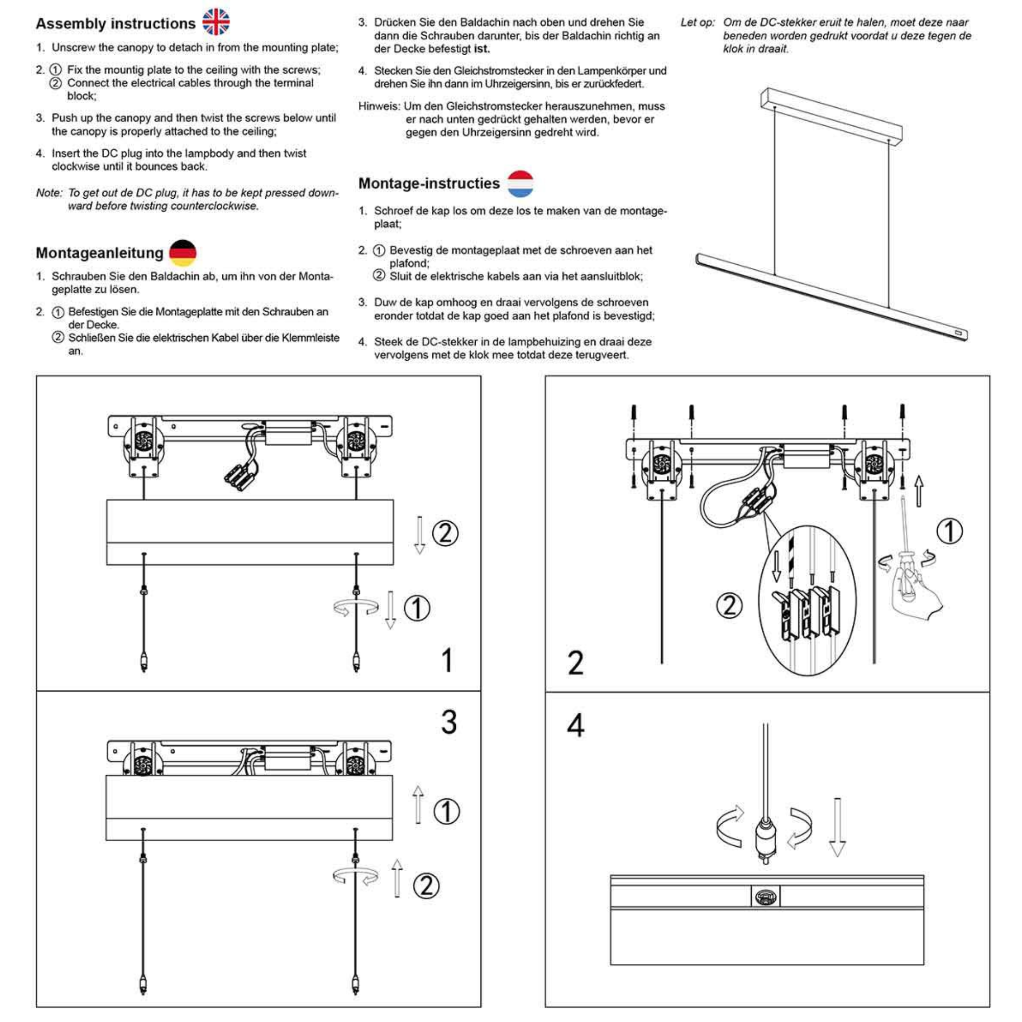 Steinhauer Fluxy Hanglamp Eettafel | Champagne Staal, Verstelbaar met Bewegingssensor