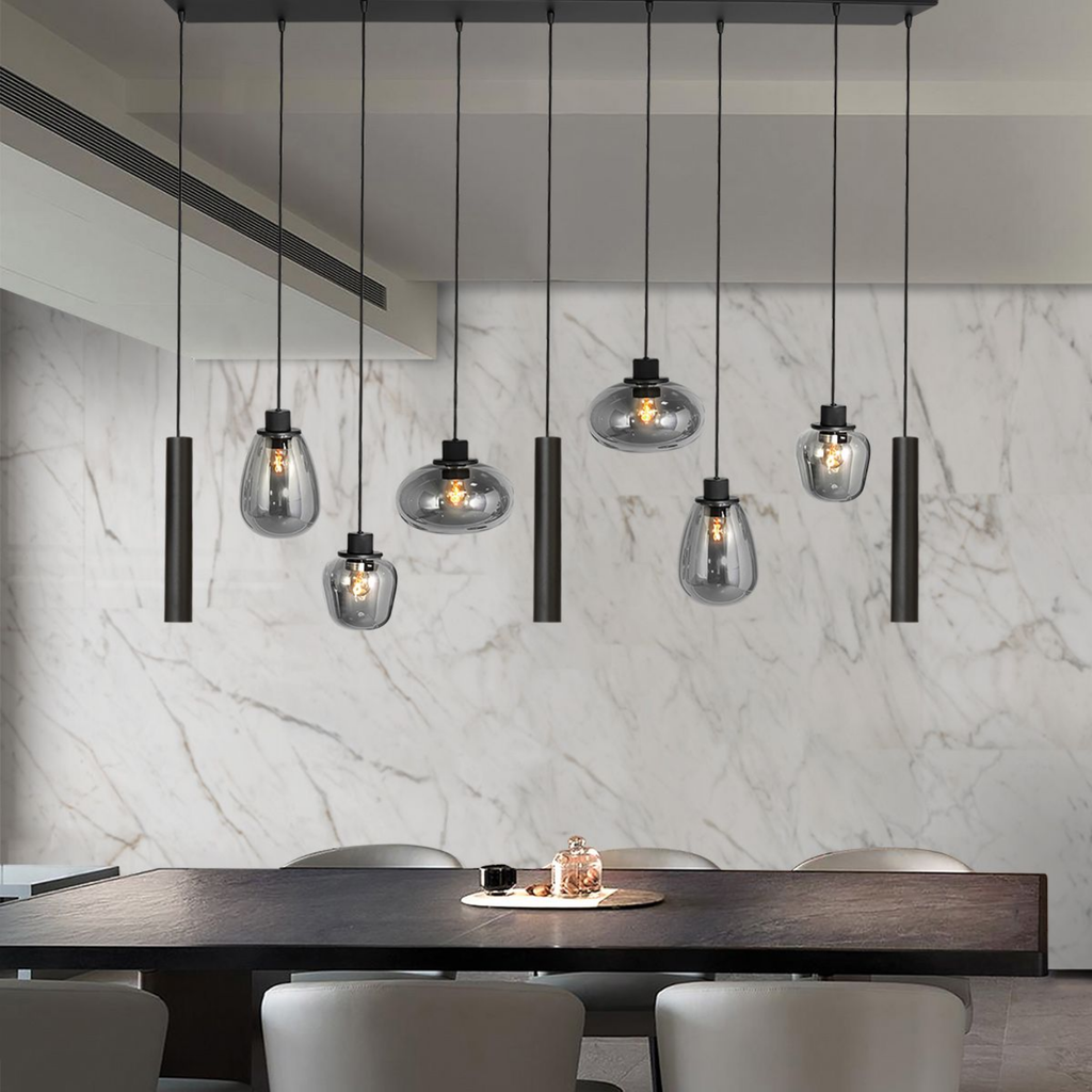 Steinhauer Reflexion Hanglamp 9-lichts | Zwart Metaal, Smoke Glas, Dimbaar Steinhauer