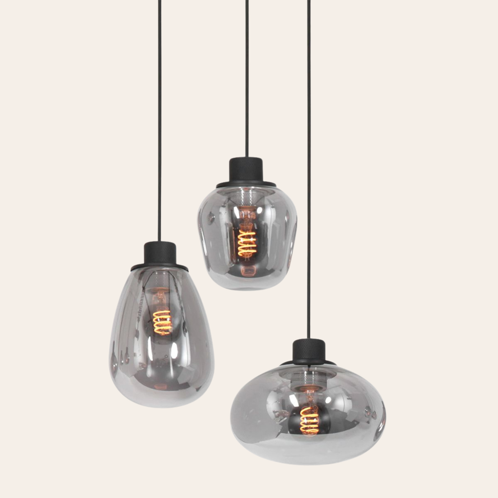 Steinhauer Reflexion Hanglamp | Zwart Staal, 3 Lichtpunten, Verstelbaar Smoke Glas Steinhauer