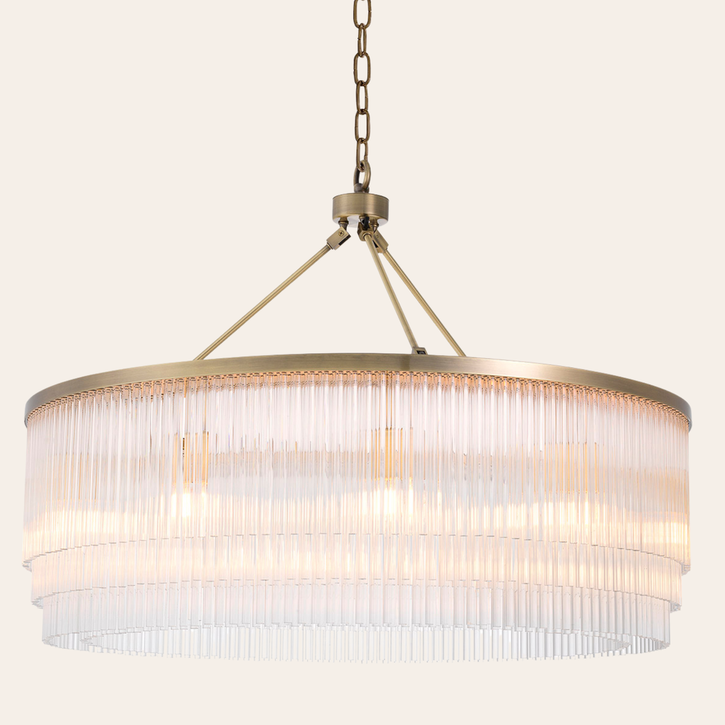 Eichholtz Hector Kroonluchter L| Licht Geborsteld Messing, Moderne Elegantie