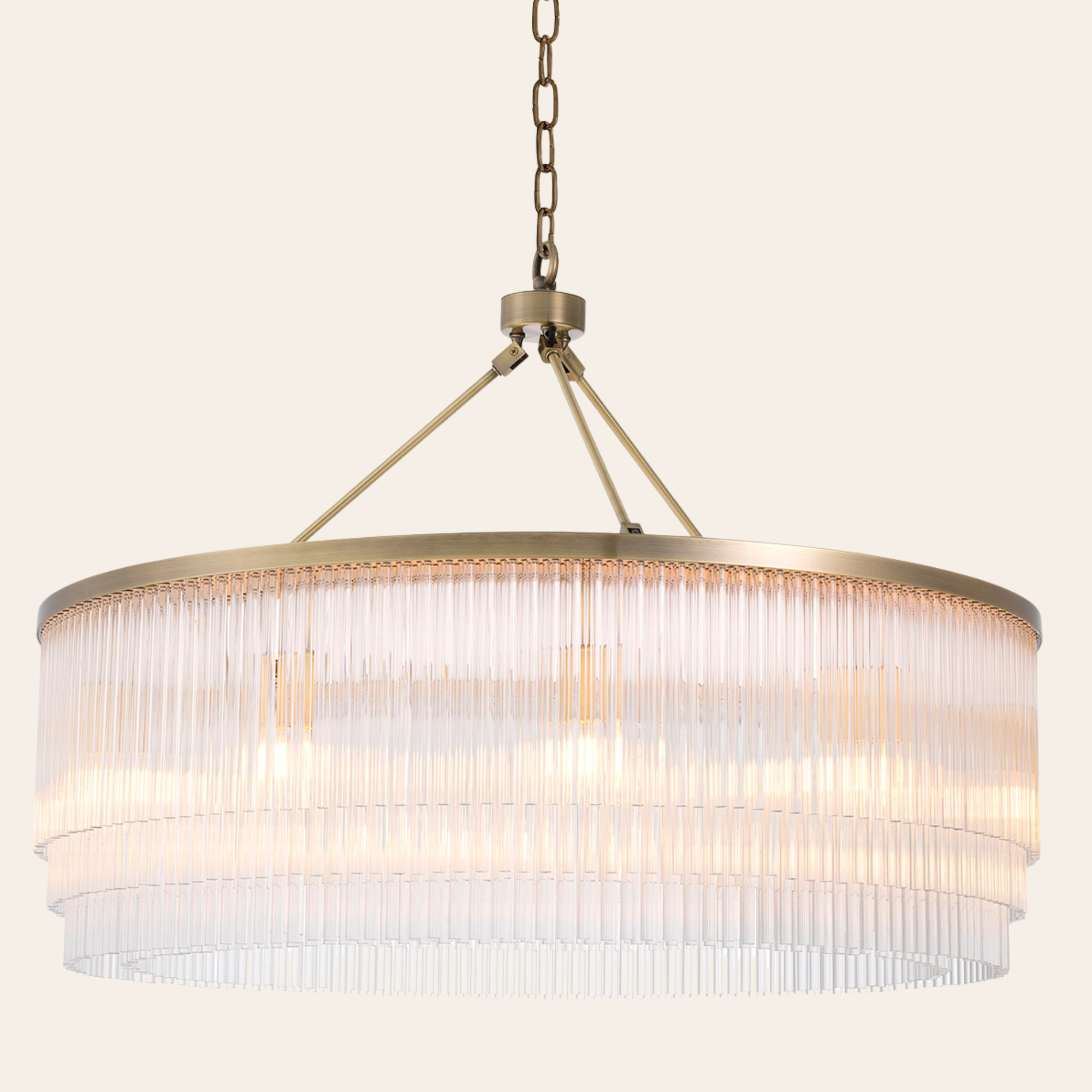 Eichholtz Hector Kroonluchter L| Licht Geborsteld Messing, Moderne Elegantie