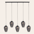 Steinhauer Drovia Hanglamp Zwart | Smoke Glas, 5-lichts voor Eettafel