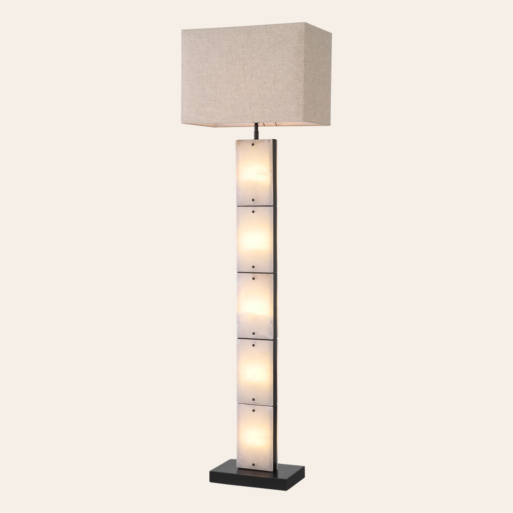 Eichholtz Ortiz Vloerlamp | Alabaster en Brons, Warm Licht