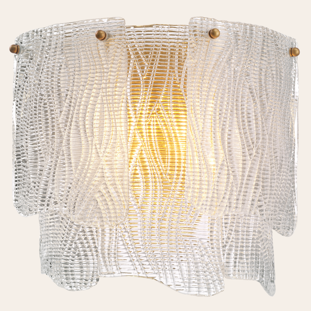 Eichholtz Asinara Wandlamp | Antiek Messing, Getextureerd Glas voor Binnen