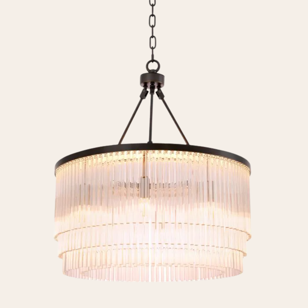 Eichholtz Hector Hanglamp S | Art Deco Glas met Bronzen Accent, Ideaal voor Eettafel en Woonkamer