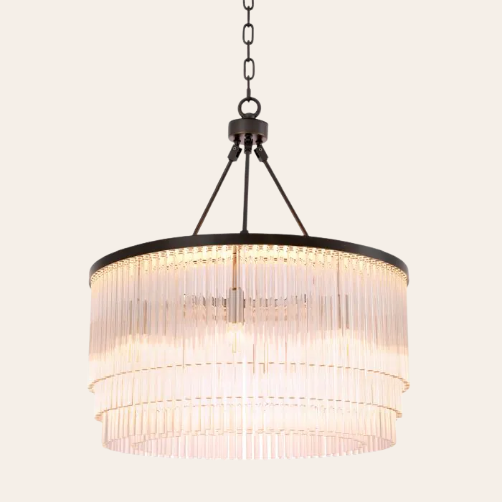 Eichholtz Hector Hanglamp S | Art Deco Glas met Bronzen Accent, Ideaal voor Eettafel en Woonkamer