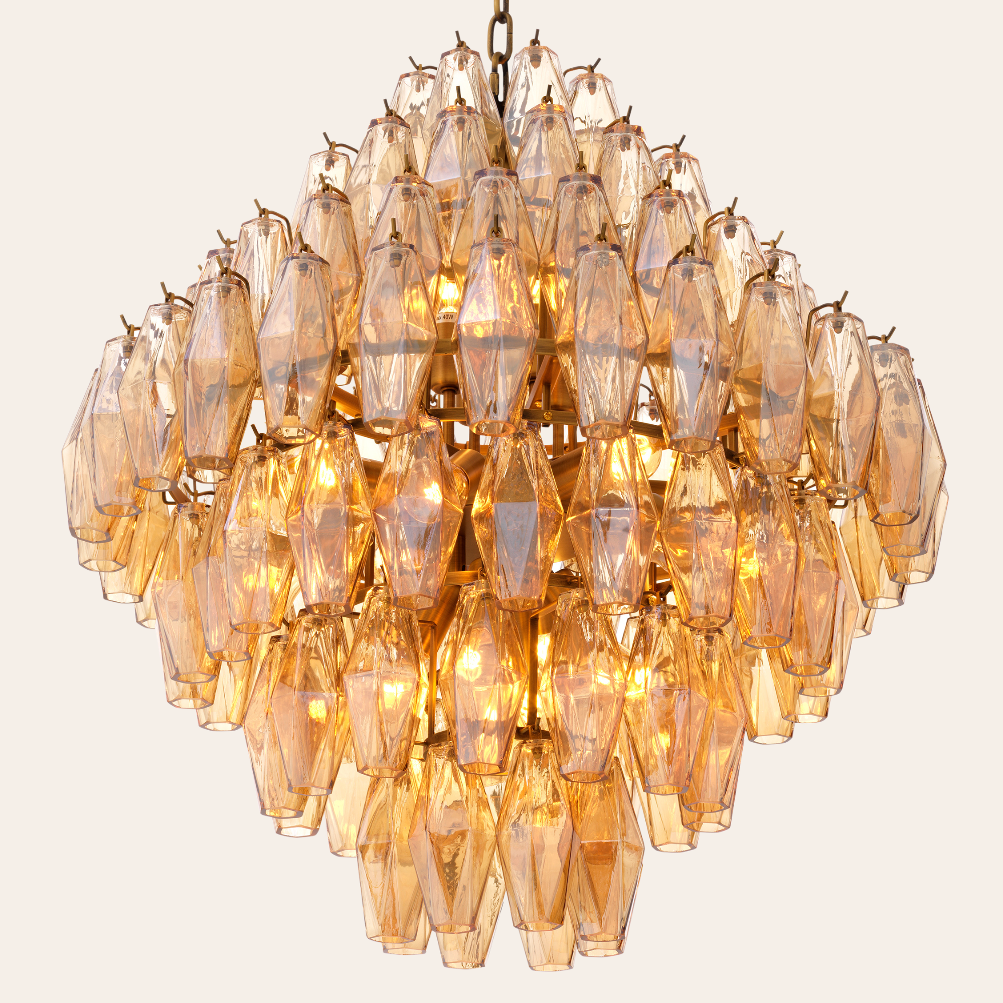 Eichholtz Benini Kroonluchter L | Antiek Messing, Amberglas Design