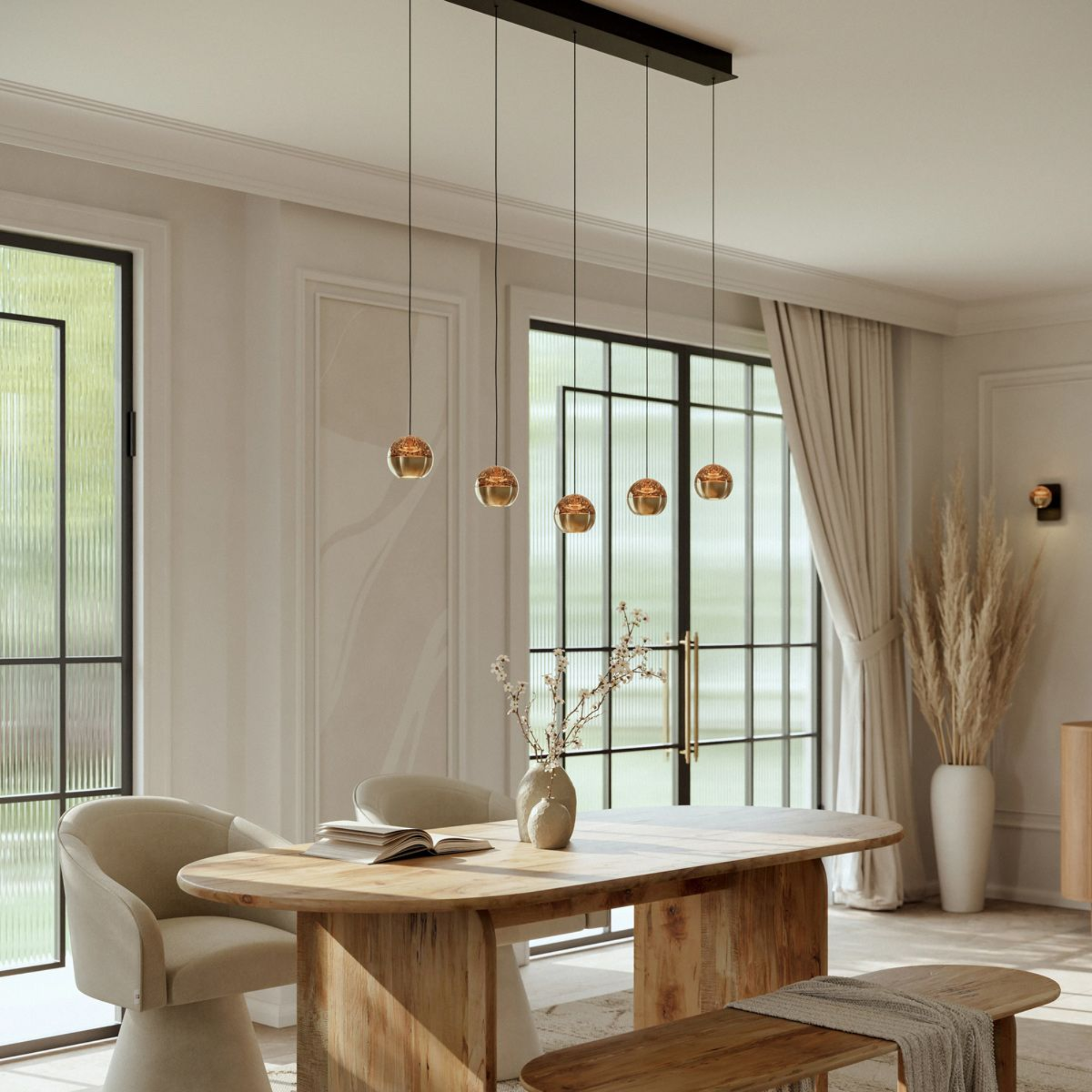 Steinhauer Belluno Hanglamp Messing | Verstelbaar 5-Lichts, Modern Voor Eettafel