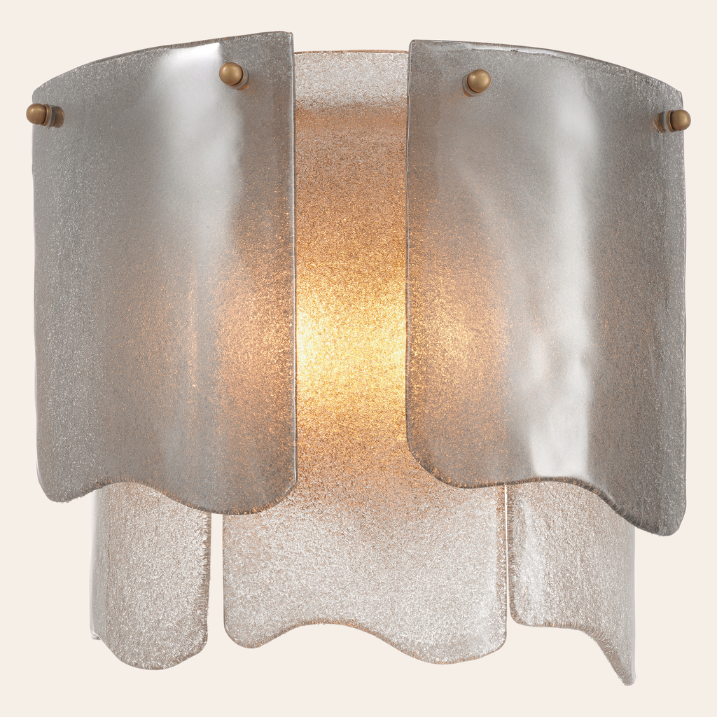 Eichholtz Asinara Wandlamp | Antiek Messing, Handgemaakt Smoke Glas