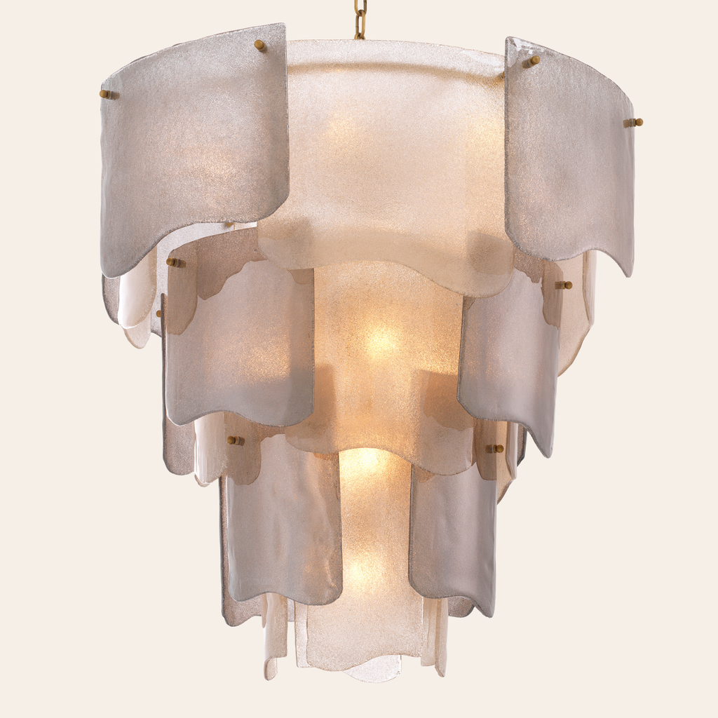 Eichholtz Asinara Kroonluchter L | Antieke Messing, Rookglas