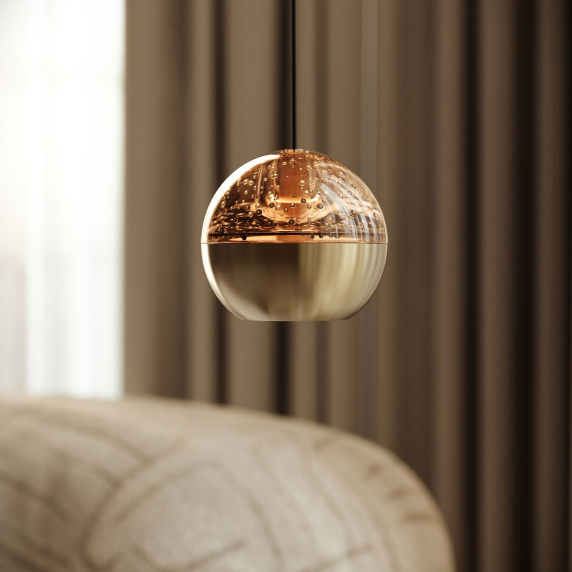 Steinhauer Belluno Hanglamp | Messing, Amberglas, Dimbaar LED