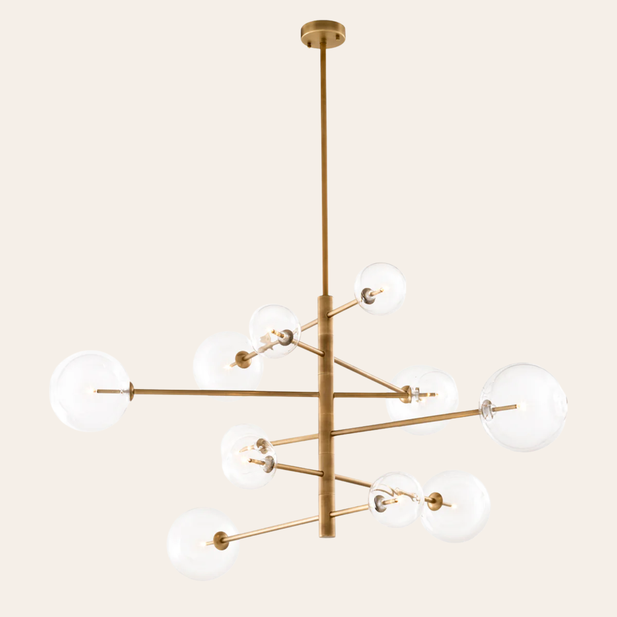 Eichholtz Argento L Hanglamp Eettafel | Antiek Messing, 12 Glasbollen Retro Chic