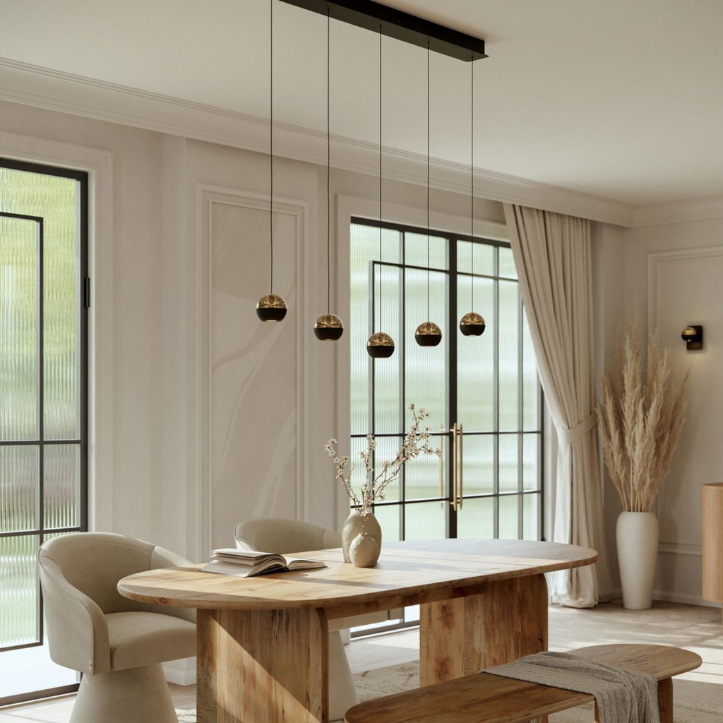 Steinhauer Belluno Hanglamp Zwart | 5-Lichts, Smoke Glas, Verstelbare Kabel, Eettafel Lamp