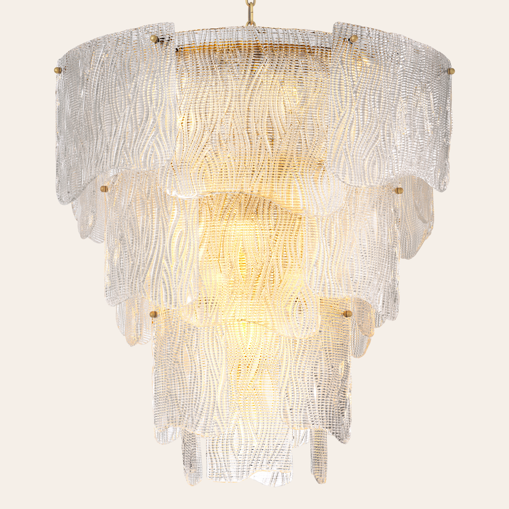 Eichholtz Asinara Kroonluchter L | Antiek Messing, Getextureerd Glas