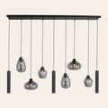 Steinhauer Reflexion Hanglamp 9-lichts | Zwart Metaal, Smoke Glas, Dimbaar