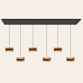 Maretti Corvino Hanglamp Zwart met Brons Glas - 6-Lichts LED Hanglamp 72W 2700K Dimbaar 130 cm
