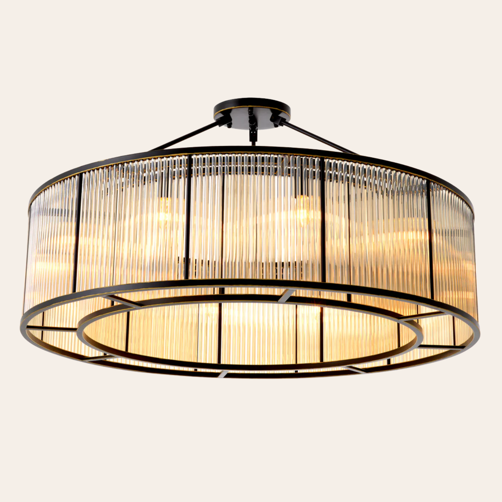 Eichholtz Bernardi XL Plafondlamp | Brons, Vintage Glas, 10 E14 Fittingen