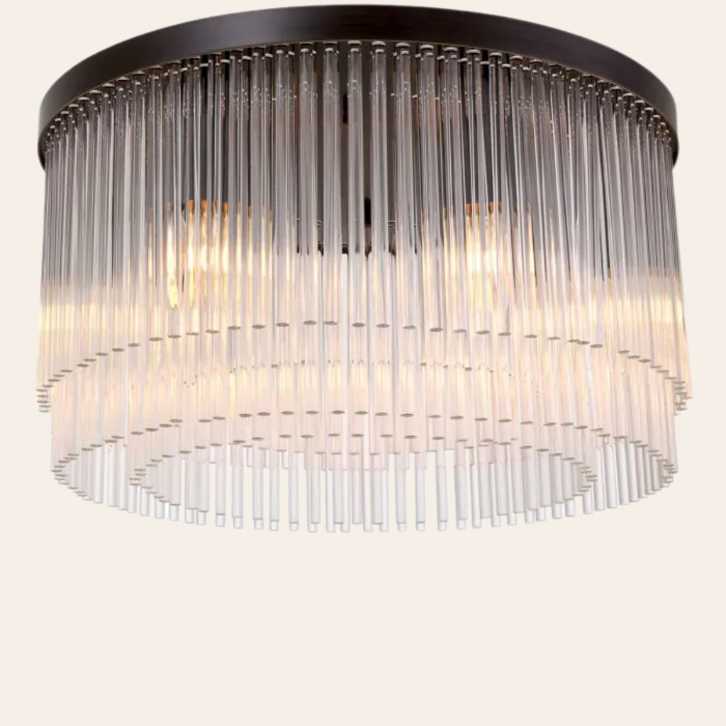 Eichholtz Hector Plafondlamp | Art Deco, Brons en Glas voor Slaapkamer en Woonkamer