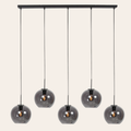 Steinhauer Sferio Hanglamp | Matzwart, Smoke Glas, 5-Lichts Voor Eettafel